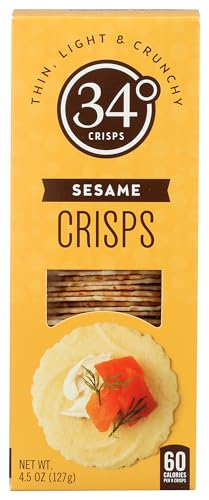 34 Degrees Crisps | Sesame Crisps | Thin, Light & Crunchy Crisps, Single Pack (4.5oz)