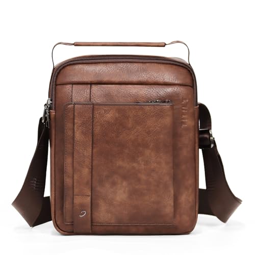 PU Leather Crossbody Shoulder Messenger Bag, Multiple Compartments