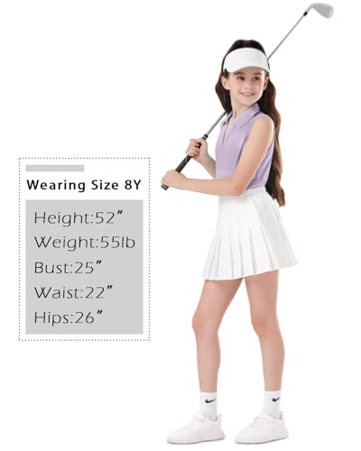 Image of Soneven Girls Sleeveless Polo Shirts Button UP Golf Tennis T-Shirts with Collared Quick Dry Tank Tops for 4-14 Years