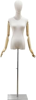 Female Mannequin Body, Dress Form Busts with Cloth Head and Wooden Arms, Dummy Model for Clothing