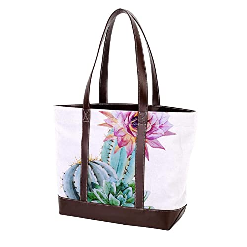 Sac cabas femme grand volume avec anses et bandoulière cactus