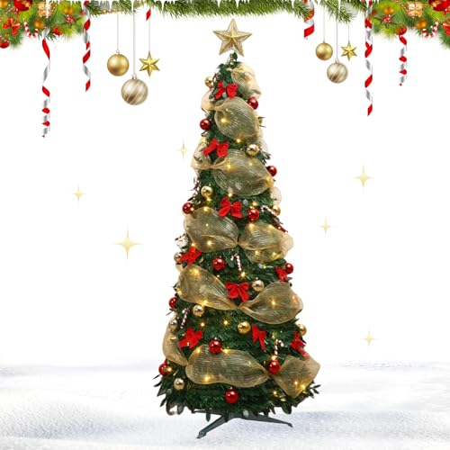 Árbol de Navidad Artificial Plegable YEOOIYCW, PVC con Luz LED, Realista, 52 cm