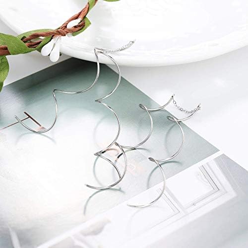 Milacolato 8Pairs Stainless Steel Curved Threader Earrings for Women Drop Dangle Tassel Chain Earrings Set Lightweight