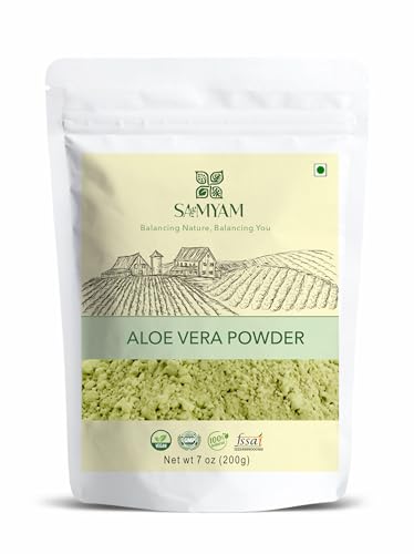 SAMYAM Aloe Vera Leaves Powder (Aloe barbadensis) - 200g Pack | Skin Soother from Leaves