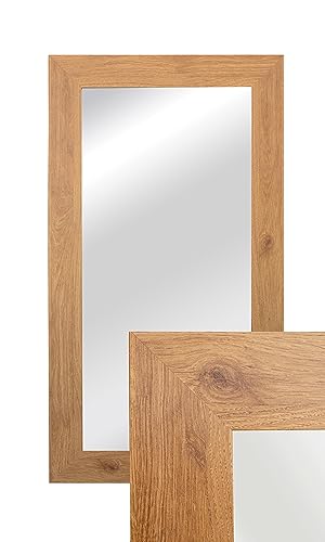 BD ART Wandspiegel Dekorativ Garderobenspiegel Ganzkörperspiegel 90x50cm Bernstein Eiche