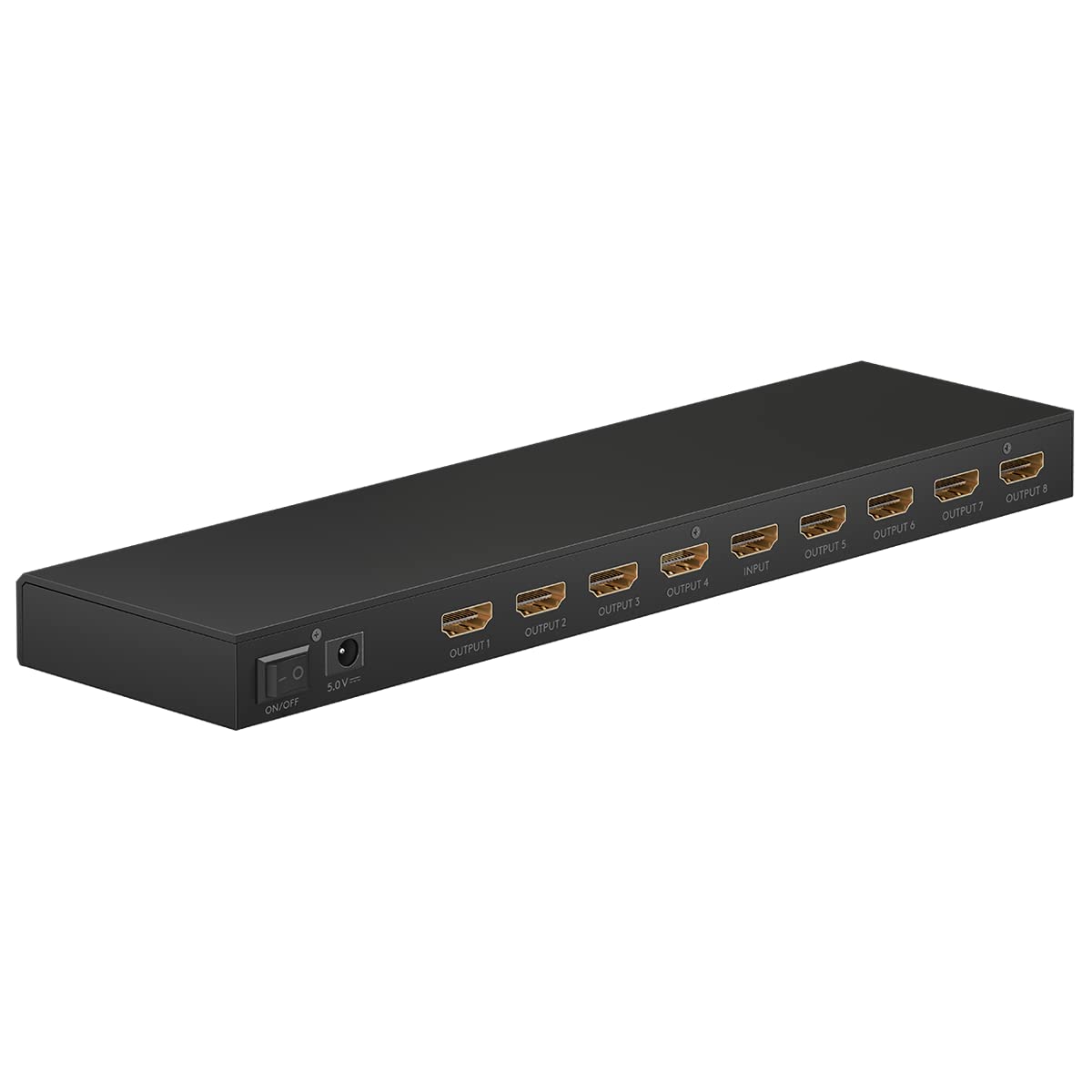 goobay Divisor HDMI 1 a 8/ Compatible con resoluciones de hasta 4 K a 60 Hz, 1 señal de Entrada HDMI a hasta 8 Salidas como TV, Monitor, proyector, PS5 y Xbox/Negro - 58484