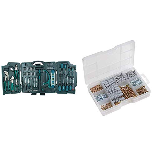 Mannesmann 89-teiliger Premium Universal- und Haushalts-Werkzeugkoffer, M29085 & Meister Dübel- und Schrauben-Sortiment…
