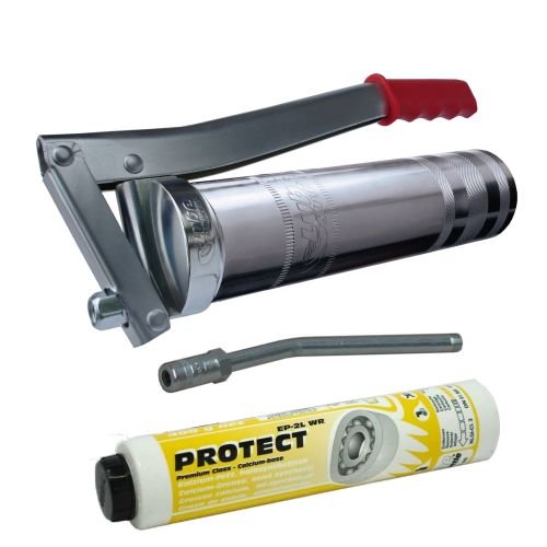 Lube-Shuttle System - Set di pressa per grasso, con tubo dell'ugello e cartuccia di grasso
