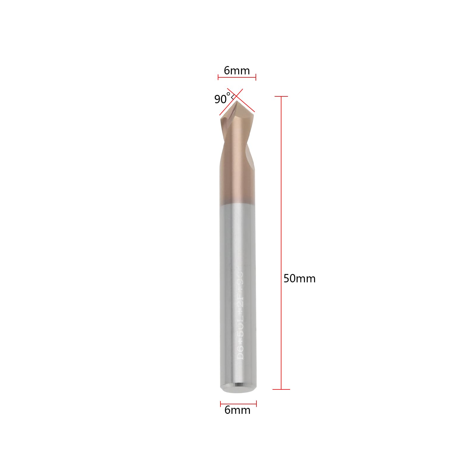 2 Pièces 6mm Poignée Chanfreinée Routeur Foret V Rainure 90 Degrés Fraise avec Revêtement TiSiN Fraise en Alliage Dur pour Graver des Chanfreins