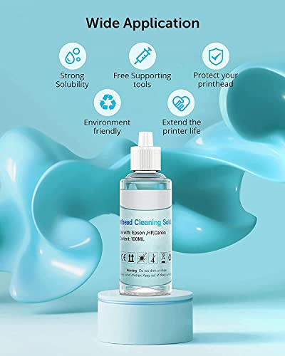 Wokok Printer Cleaning Kit | Printhead Cleaning Kit | For Inkjet Printers Hp/Brother/Epson/Canon Wf-7710 Wf-3640 7620 8600 8610 8620 Wf-2750 Wf-2650 Et-2750 Et-2650 C88 Liquid Printers Nozzle（100Ml） #TOP1