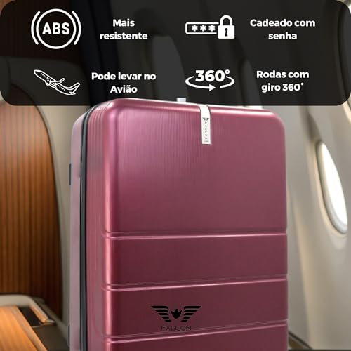 Falcon Line Mala De Viagem ABS Mala de Bordo a Mão Pequena 10kg Cadeado seguindo Padrão ANAC com 4 R