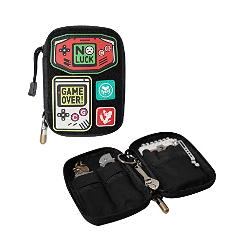 Mighty EDC Pocket Organizer for Men,Nylon Multitool Pouch with Detachable Patch Pocket | Compact Utility Organizer for EDC Gear & Tools (Black-04)