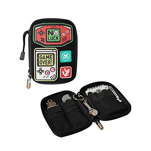 EDC Pouch, Pocket Organizer with Velcro, Nylon EDC Pocket Organizer Utility Pouch, Small Tool Pouch EDC Bag for EDC Gears, Mighty Pouch EDC Pocket Pouch, Multitool Organizer Pouch (Black-04)