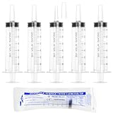 60ml Syringe for Liquid,5 Pack Large Plastic Syringes with Adapters and Cap,Individually Sealed Syringe for Feeding,Irrigation Water and Scientific Labs