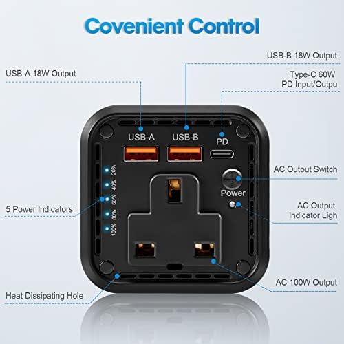 AC Laptop Power Bank, 27000mAh 100W Travel Portable Laptop Charger, PD 60W Fast Charging External Battery Pack for MacBook, Acer, HP, Samsung, Dell, ASUS, Lenovo, Laptop, Notebook, iPhone, Smartphone