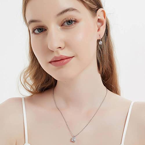 Berricle Sterling Silver Solitaire 3 Carat Asscher Cut Cubic Zirconia Cz Anniversary Pendant Necklace For Women, Rhodium Plated #TOP5