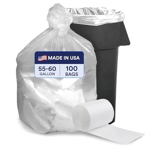 Plasticplace 55-60 Gallon Trash Bags, Heavy Duty Black Garbage Bags, 100 Count for Lawn, Yard, and Outdoor Waste Disposal, Ideal for Industrial Trash Cans, Contractors, and Home Improvement Projects