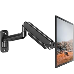 ELIVED Monitor Wandhalterung für 13-32" Bildschirme bis zu 9kg, VESA 75/100mm, Gasdruckfeder PC Monitor Hatlerung Wand, 180° Neigbar, 180° Schwenkbar, 360° Drehbar, Höhenverstellbar Monitorhalterung