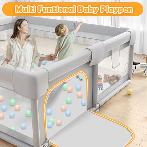 Hiaksedt Baby Playpen Play Pens for Babies and Toddlers Baby Fence Baby Play Yards for Indoor & Outdoor with Breathable Mesh Anti-Fall - Thumbnail 7