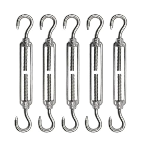 Tensores para cables Hook & Hook M6 de acero inoxidable 304 ajustables paquete de 5 para tensión de cables y cuerdas miniatura 1