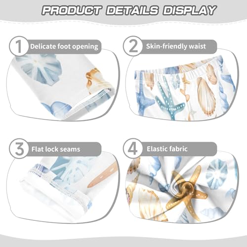 Bolaz Toddler Girls Leggings Printed Yoga Pants Leggings Cute Seashells and Starfish for Kids3
