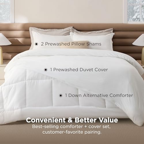 Bedsure White King Size Comforter Set 4 Pieces Prewashed Soft Bedding by Bedsure - Used condition - Image 2