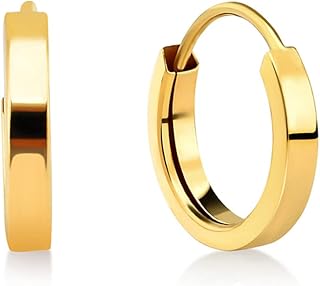 14k Real Gold Mini Hoop Earrings for Women | 14k Gold Classic Hoop Earrings | Dainty Gold Hoop Earrings | Women's Gold Jewelry | Gift for Birthday
