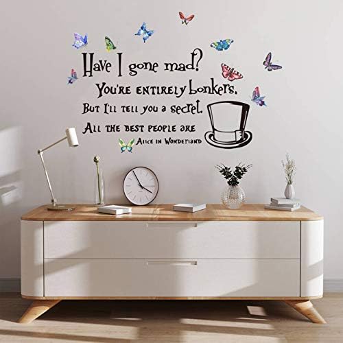 Have I Gone Mad Wall Sticker, Quote Bible Sign Saying Butterfly Art Vinyl Wall Decal, LINYAPRY Inspirational Lettering Home Decor for Bedroom Living Room Office (Butterfly3)