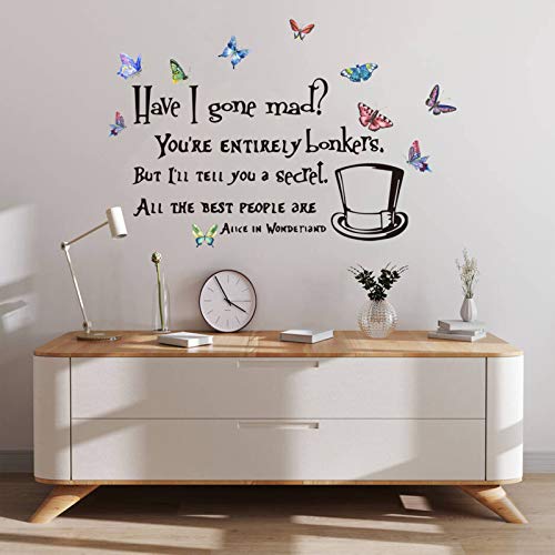Have I Gone Mad You Are Entirely Bonkeis Wall Sticker, Quote Religious Bible Sign Saying And Colorful Butterfly Wall Decal, Dilibra Inspirational Home Decor For Bedroom Living Room Office #TOP6