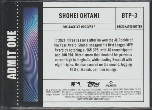 2026 Topps Shohei Ontani Dodgers Big Ticket Player Baseball Card image 4