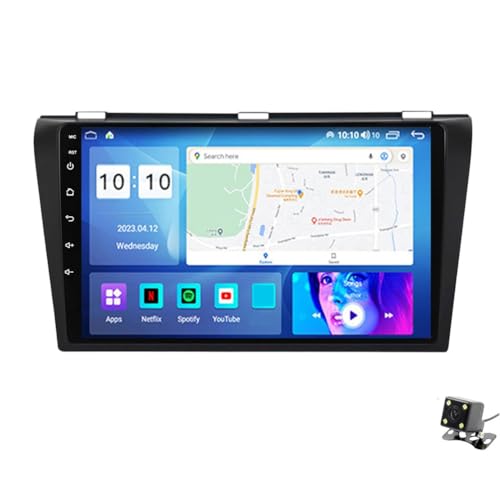 ZhiQin M600s, Android 12 Radio Coche para Mazda 3 2004-2009 con 9 Pulgadas Pantalla Táctil Wireless Android Auto Wireless Car-Play GPS 4G SIM+WiFi FM/RDS USB+Camara Trasera
