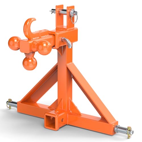 New Tractor 3 Point Hitch Receiver Attachment with Dual 2 ReceiverInclude Ball Adapter & Hook 3 Point Trailer Hitch Category 1 Fit Top Receiver & Ball Hitch Orange 3pt Hitch Trailer Mover