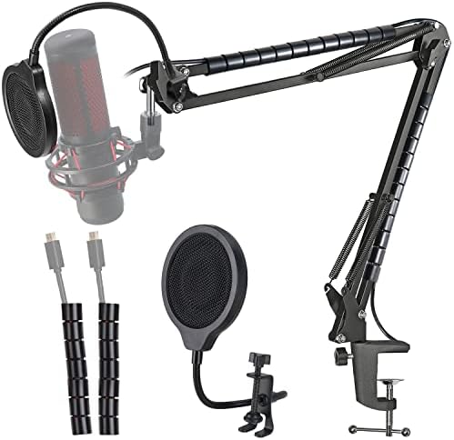 Hyperx Quadcast Mic Stand - Scissor Mic Boom Arm and 2 Cable Ties to Organize Cables Compatible with Hyperx Quadcast S to Improve Sound Quality by YOUSHARES