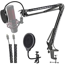 Hyperx Quadcast Mic Stand - Scissor Mic Boom Arm and 2 Cable Ties to Organize Cables Compatible with Hyperx Quadcast S to Improve Sound Quality by YOUSHARES