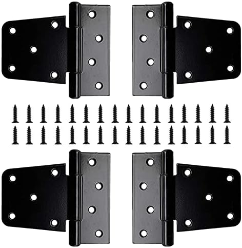3.5 inch Heavy Duty Gate Hinge Fence Hinge Door Door Barn Gates Hinges,Black Wrought Hardware Iron Rustproof with Stainless Steel Screws(Pack of 4)