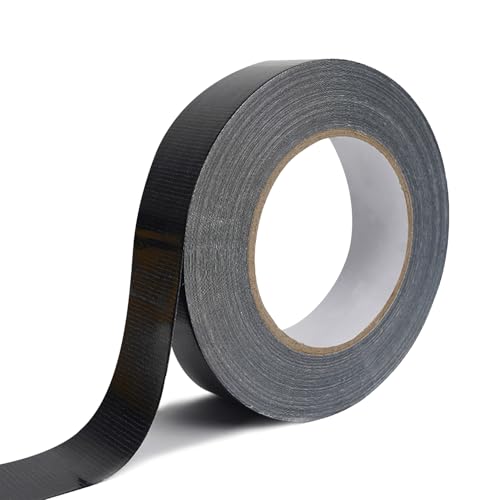 Rusoz Ruban Adhésif Blindé Extra Fort, 20 m X 25 mm Ruban Toile Adhésif Noir Ruban De Réparation Imperméable Heavy Duty Duct Tape Pour Canalisations, Moquette, De Scellage, Réparations, Marquage