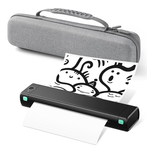 Odaro M08F Letter Portable Printer with Carry Bag, Bluetooth Thermal Printer Inkless Wireless for Travel, Small Support 8.5\" X 11\" Letter Size Thermal Paper - Black