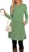 SENBATU Strickkleid Damen Lässiger Rundhalsausschnitt Kleid Damen Gestricktes Midikleid mit Taschen Grün X-Large