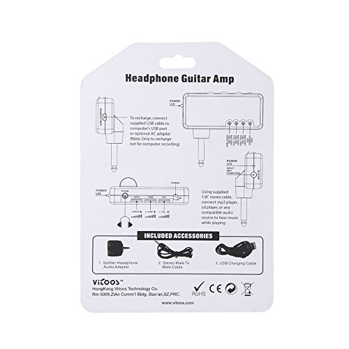 KKmoon Vitoos Plugue De Guitarra Elétrica Mini Amplificador De Auscultadores Amplificador De Rock Pe