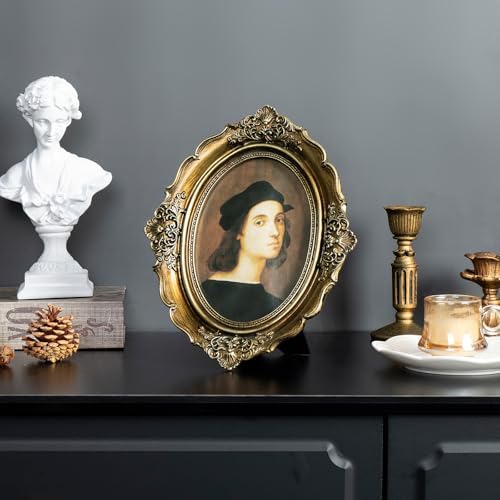 4x6 Picture Frame Gold, Vintage Bronze Gold 4 by 6 Picture Frame Hand-Crafted Resin with Glass Front Ornate Retro Antique Photo Frame for Wall and Tabletop Display Home Decor