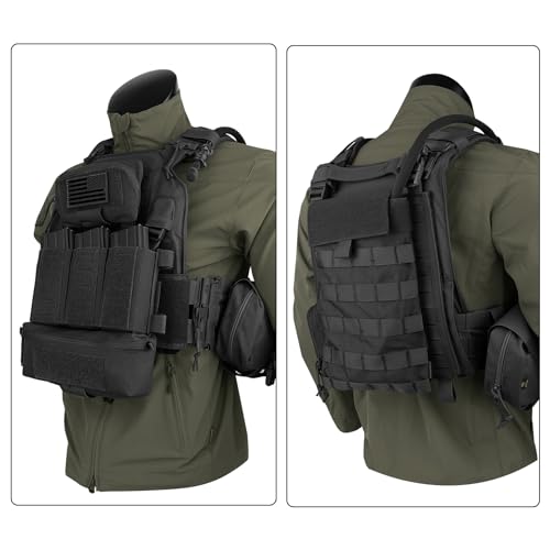 PETAC GEAR Laser-Cutting Vest for Men Cosplay &mdash; Quick Release Modular Lightweight MOLLE Weighted Training Vests. (BK)