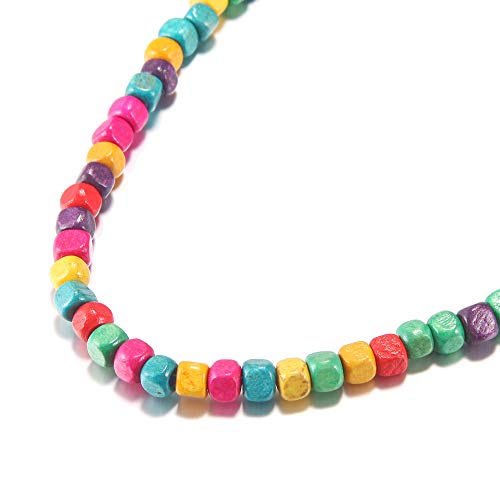 COLORFUL BLING Handmade Multi-Layer Chunky Wooden Beads Bib Necklace Earrings Set African Statement Collar Choker Multi Strand Necklace Boho Jewelry4