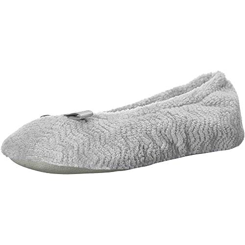 isotoner Damen Chevron Microterry Ballerina-Hausschuh Pantoffeln, hellgrau, 39/40 EU