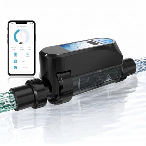 Rinoson Saltwater Pool Chlorinator System with Two Year Limited Warranty, App Remote Control & Titanium Plate Self-Cleaning Smart Salt Chlorine Generator for Pools up to 22,000 Gallons