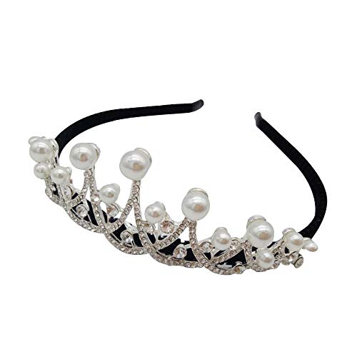 CHSYOO Kunststoff Brautkrone mit Strass Kristall Dekor Stirnband Schleier Tiara für Hochzeit Prom, Silber Cover