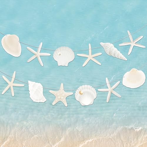 3pcs Paper Beach Seashell Party Banners Ocean Party Decorations Natural Seashell Starfish Conch Theme Cardboard Banners for Coastal Beach Sea Birthday Party Baby Shower Supplies by C L cooper life - Image 9