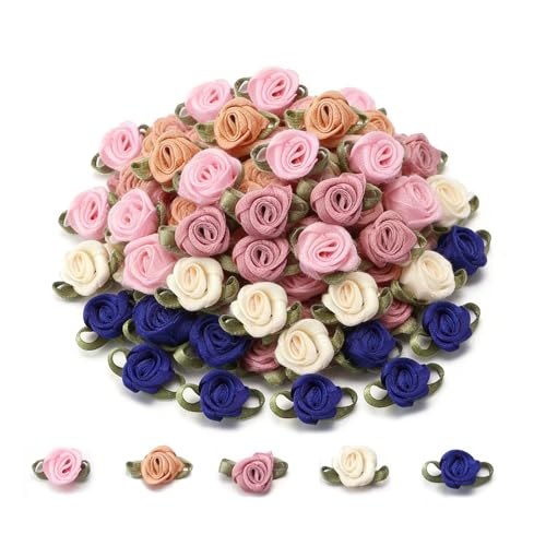 UZYXC 100 Piezas De Flores De Terciopelo Mini De 15mm En 5 Colores, Flores De Terciopelo Para Coser Y Decorar, Flores Mini Para Adornos De Regalo Y Manualidades, Accesorio De Decoración
