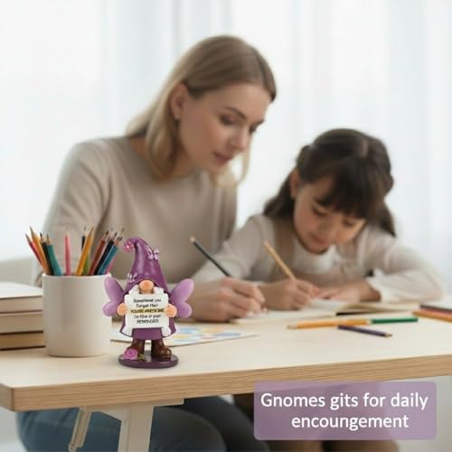 Lavezee Gnome Gifts for Women Mom Grandma, Handmade Purple Gnome Statue Stocking Stuffers, Encouragement Emotional Gifts - image 4