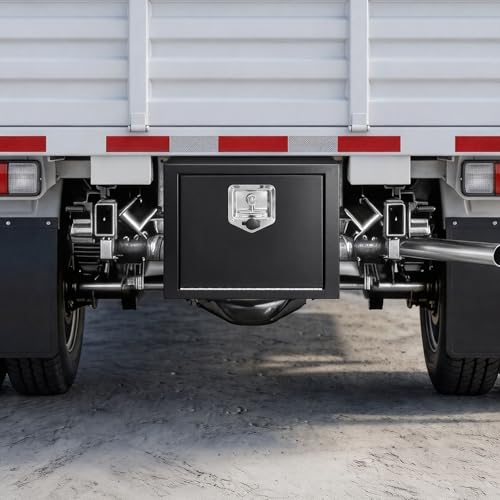 VEVOR Underbody Truck Tool Box, 18 x 12 x 14 Inch Heavy Duty Steel Trailer Storage Box with Lock & Keys, Waterproof Trailer Storage Organizer Under Body Chest with T-Handle for Truck, Van, SUV, Black by VEVOR - Image 2