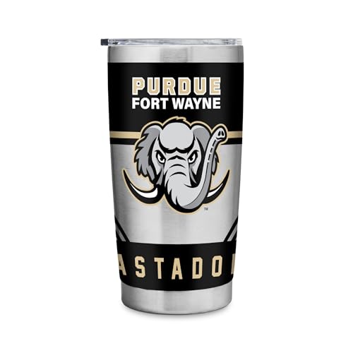 Rico Industries NCAA Purdue Fort Wayne Mastodons Standard 20oz Stainless Steel Tumbler with Lid - Great For Coffee, Tea, Water or Cocktails